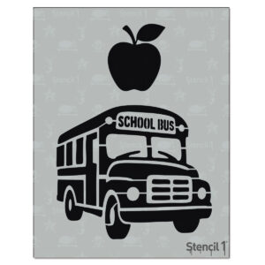 School Bus Apple Stencil (8.5″ x 11″)