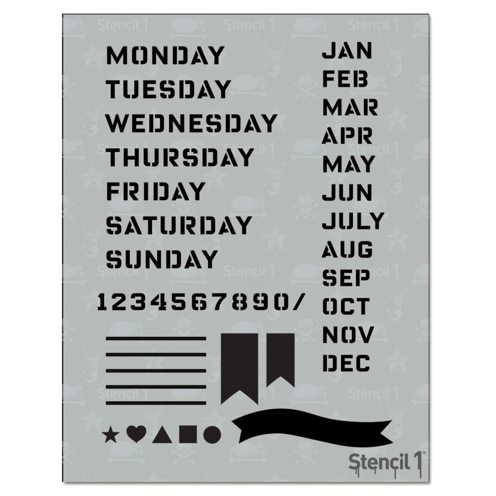 Week Names Stencil Stencil1 | Stencil Design and DIY Stencil Resource