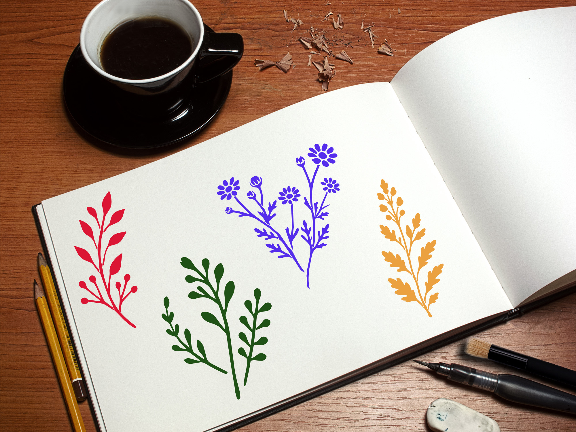 Wild Flowers Stencil 4-Pack (8.5"x11") - Image 2