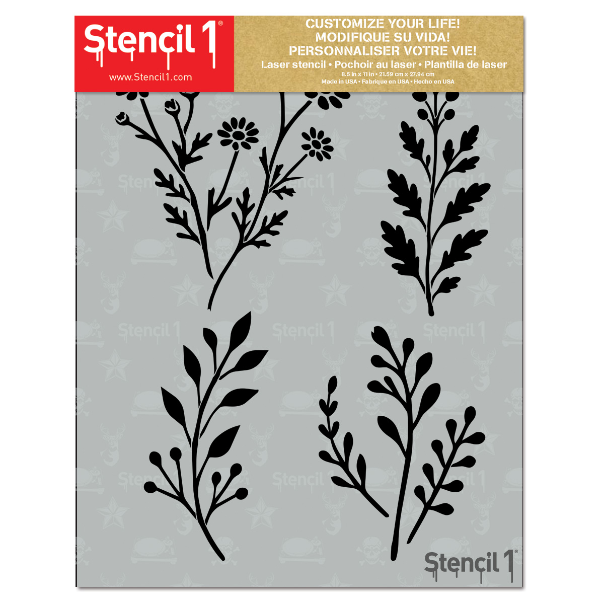 Wild Flowers Stencil 4-Pack (8.5"x11") - Image 4