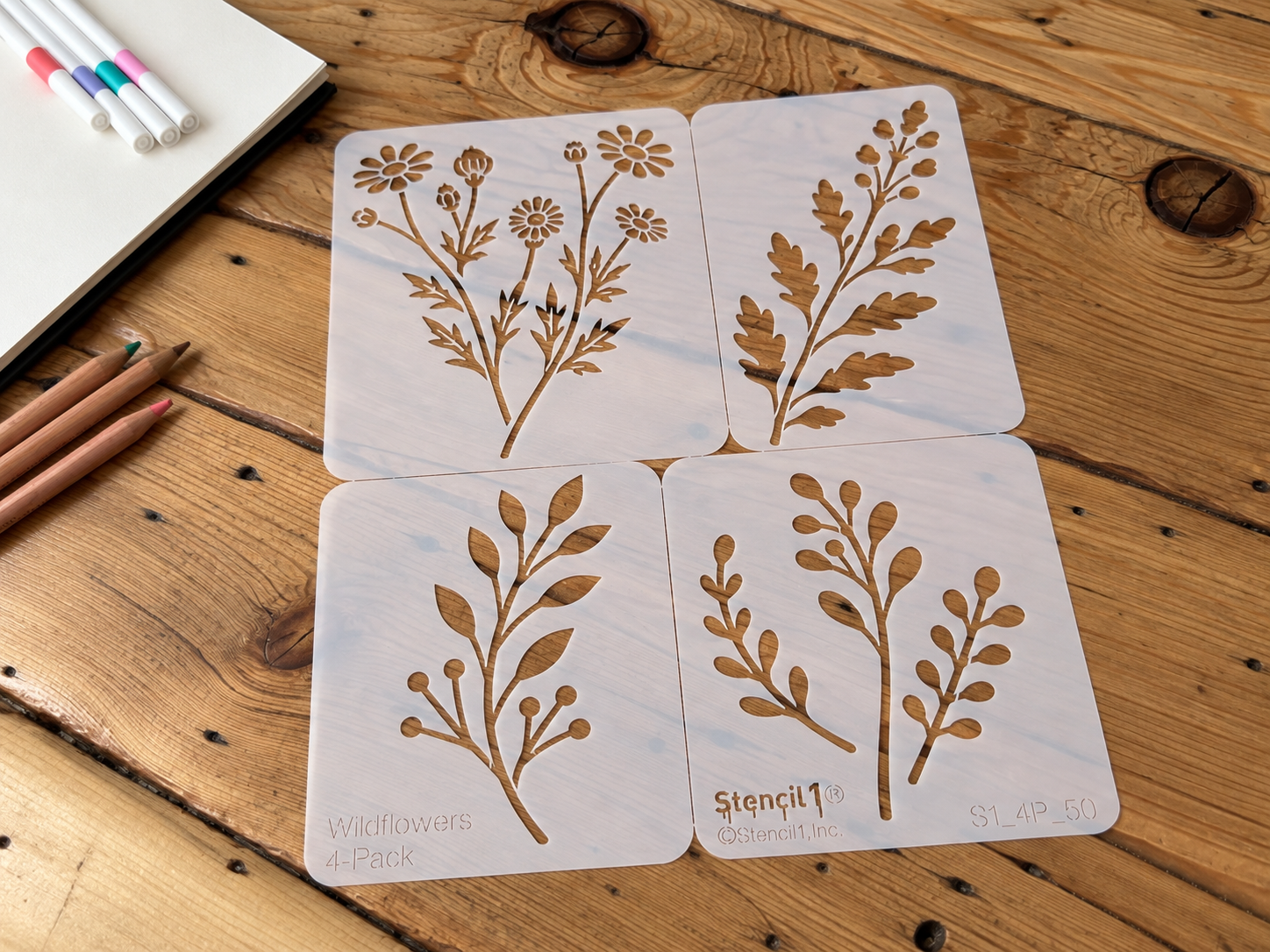 Wild Flowers Stencil 4-Pack (8.5"x11") - Image 3